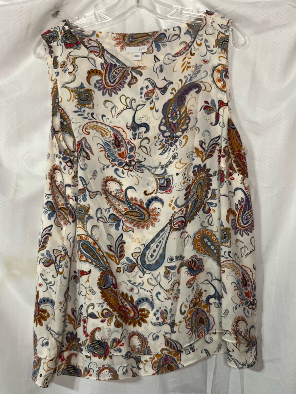 J Jill Paisley Sleeveless V-Neck Top in Cream by Tahari L - Picture 1 of 6